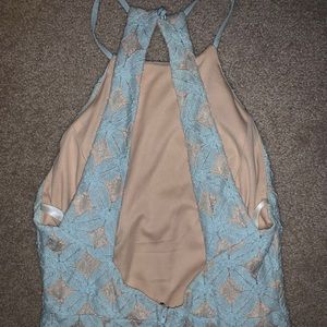 Blue Lace Floral Dress